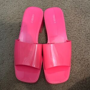 Forever 21 Bright Pink Mules